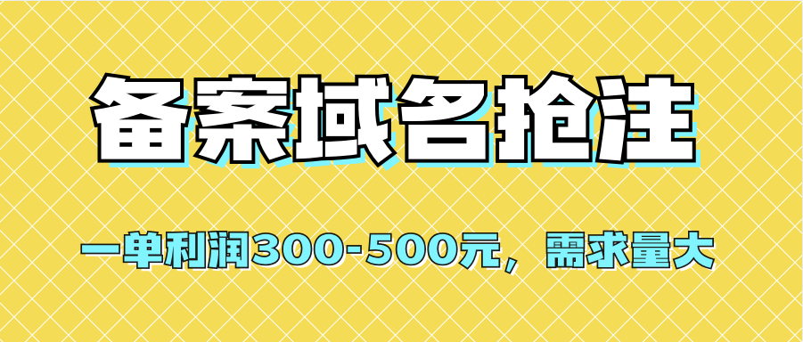 【全网首发】备案域名抢注，一单利润300-500元，需求量大-鬼谷创业网