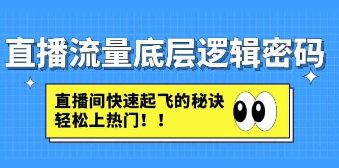 直播流量底层逻辑密码：直播间快速起飞的秘诀，轻松上热门-鬼谷创业网