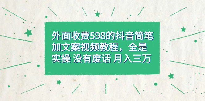 外面收费598抖音简笔加文案教程，全是实操 没有废话 月入三万（教程+资料）-鬼谷创业网