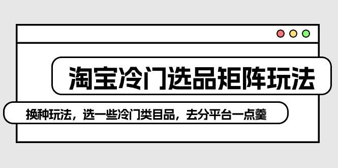 淘宝冷门选品矩阵玩法：换种玩法，选一些冷门类目品，去分平台一点羹-鬼谷创业网