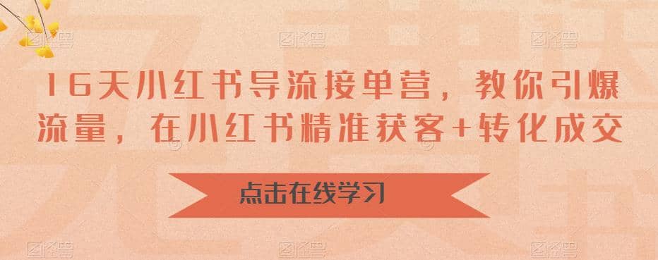 16天-小红书 导流接单营，教你引爆流量，在小红书精准获客+转化成交-鬼谷创业网