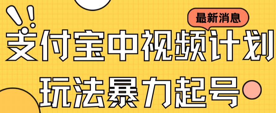 支付宝中视频玩法暴力起号影视起号有播放即可获得收益（带素材）-鬼谷创业网