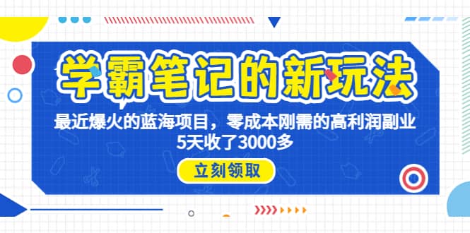 学霸笔记新玩法，最近爆火的蓝海项目，0成本高利润副业，5天收了3000多-鬼谷创业网