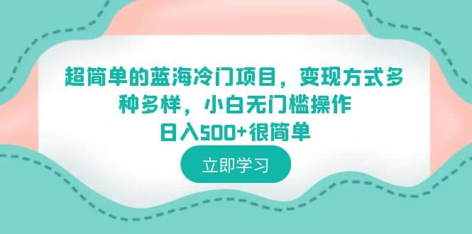 超简单的蓝海冷门项目，变现方式多种多样，小白无门槛操作日入500+很简单-鬼谷创业网