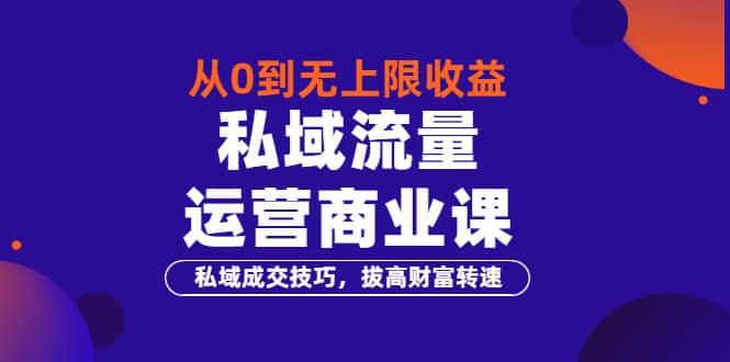 从0到无上限收益的《私域流量运营商业课》私域成交技巧，拔高财富转速-鬼谷创业网