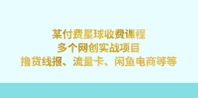 某付费星球课程：多个网创实战项目，撸货线报、流量卡、闲鱼电商等等-鬼谷创业网