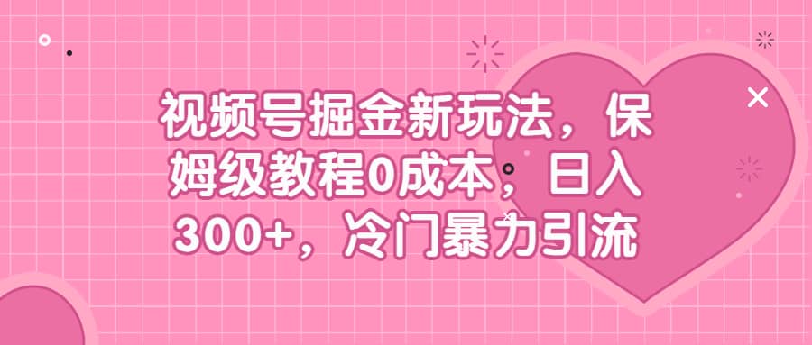 视频号掘金新玩法，保姆级教程0成本，日入300+，冷门暴力引流-鬼谷创业网