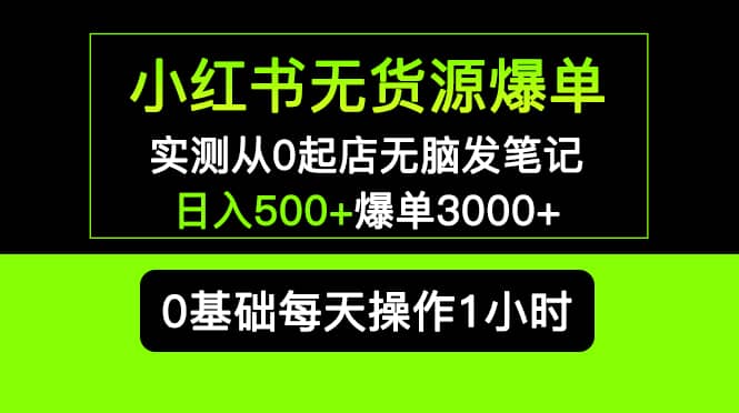 小红书无货源爆单 实测从0起店无脑发笔记爆单3000+长期项目可多店-鬼谷创业网