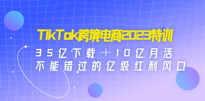 TikTok跨境电商2023特训：35亿下载＋10亿月活，不能错过的亿级红利风口-鬼谷创业网