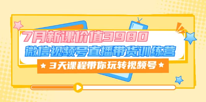 微信视频号直播带货训练营，3天课程带你玩转视频号：7月新课价值3980-鬼谷创业网