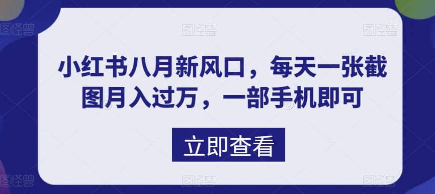 八月新风口，小红书虚拟项目一天收入1000+，实战揭秘-鬼谷创业网