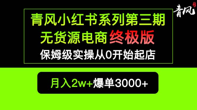 小红书无货源电商爆单终极版【视频教程+实战手册】保姆级实操从0起店爆单-鬼谷创业网