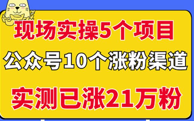 现场实操5个公众号项目，10个涨粉渠道，实测已涨21万粉！-鬼谷创业网