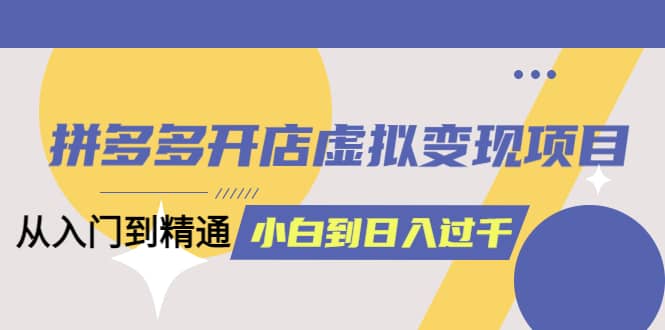 拼多多开店虚拟变现项目：入门到精通 从小白到日入1000（完整版）4月10更新-鬼谷创业网