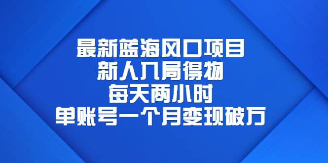 最新蓝海风口项目，新人入局得物，每天两小时，单账号一个月变现破万-鬼谷创业网