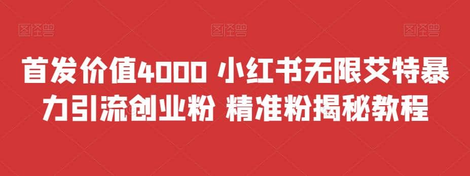 首发价值4000 小红书无限艾特暴力引流创业粉 精准粉揭秘教程-鬼谷创业网