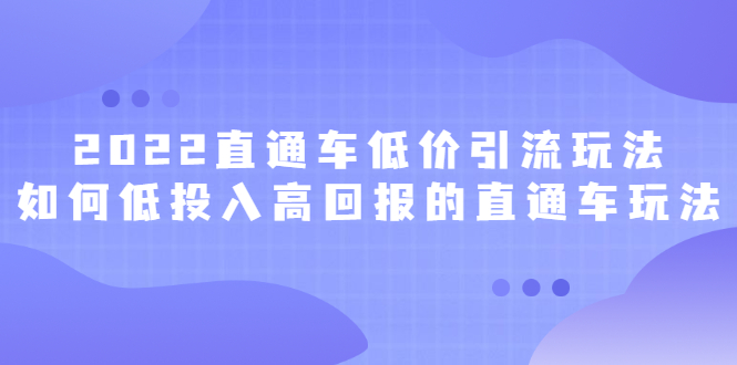 2022直通车低价引流玩法，教大家如何低投入高回报的直通车玩法-鬼谷创业网