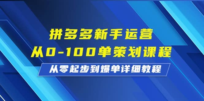 拼多多新手运营从0-100单策划课程，从零起步到爆单详细教程-鬼谷创业网