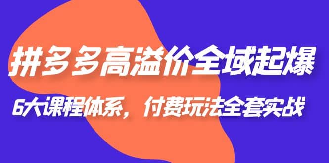 拼多多-高溢价 全域 起爆，6大课程体系，付费玩法全套实战-鬼谷创业网