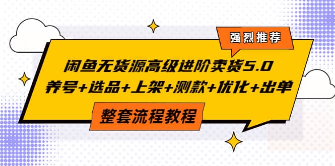 闲鱼无货源高级进阶卖货5.0，养号+选品+上架+测款+优化+出单整套流程教程-鬼谷创业网