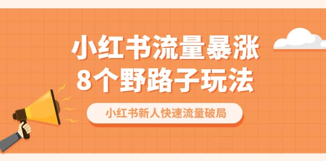 小红书流量-暴涨8个野路子玩法：小红书新人快速流量破局（8节课）-鬼谷创业网