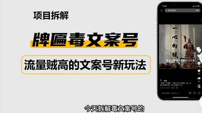 2023抖音快手毒文案新玩法，牌匾文案号，起号快易变现-鬼谷创业网