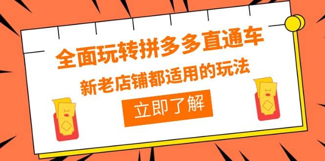 全面玩转拼多多直通车，新老店铺都适用的玩法（12节精华课）-鬼谷创业网