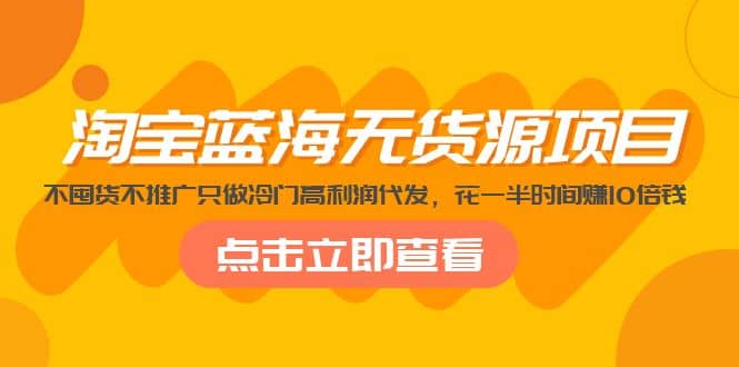 淘宝蓝海无货源项目，不囤货不推广只做冷门高利润代发-鬼谷创业网