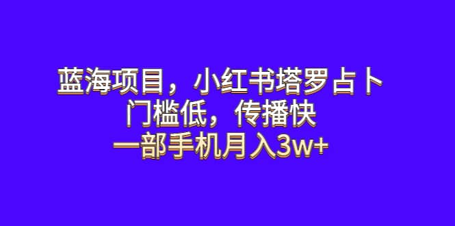 蓝海项目，小红书塔罗占卜，门槛低，传播快，一部手机月入3w+-鬼谷创业网