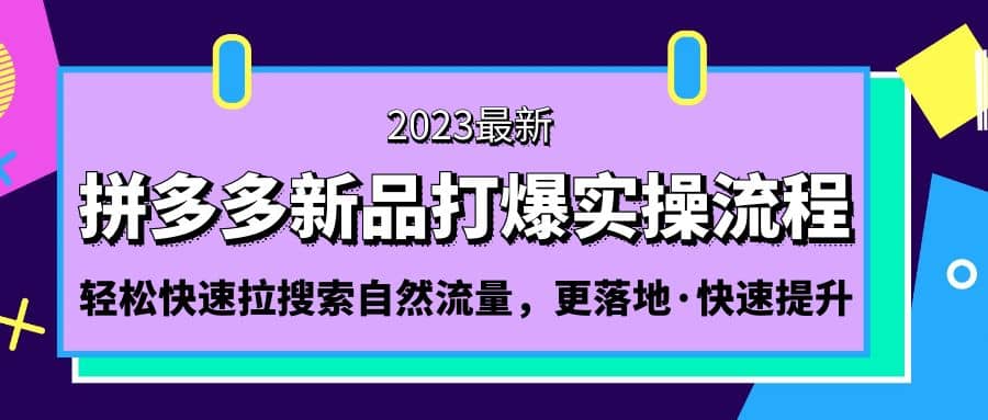 拼多多-新品打爆实操流程：轻松快速拉搜索自然流量，更落地·快速提升-鬼谷创业网