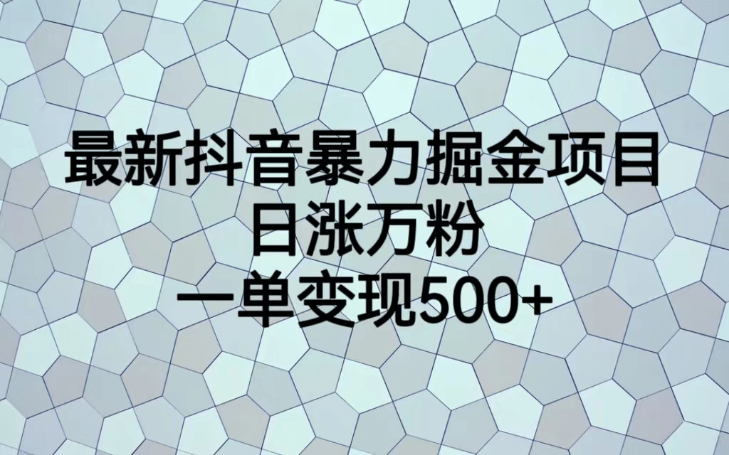 最火热的抖音暴力掘金项目，日涨万粉，多种变现方式，一单变现可达500+-鬼谷创业网