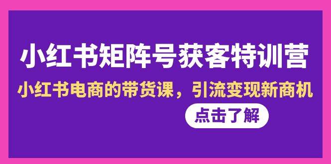 小红书-矩阵号获客特训营-第10期，小红书电商的带货课，引流变现新商机-鬼谷创业网