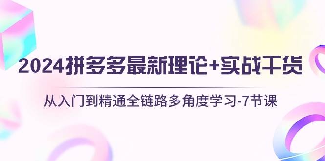 2024拼多多 最新理论+实战干货，从入门到精通全链路多角度学习-7节课-鬼谷创业网