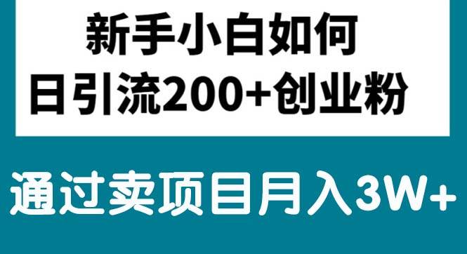 新手小白日引流200+创业粉,通过卖项目月入3W+-鬼谷创业网