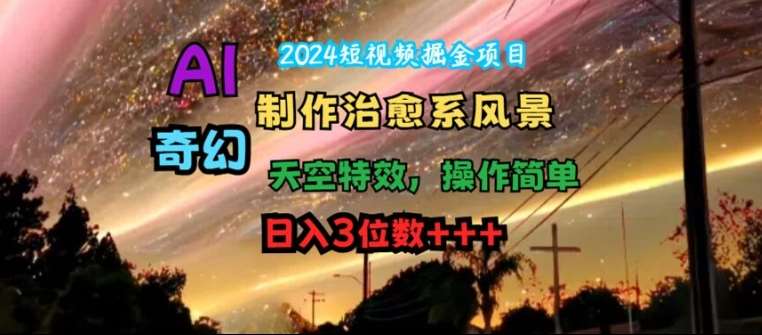 2024短视频掘金项目，AI制作治愈系风景，奇幻天空特效，操作简单，日入3位数【揭秘】-鬼谷创业网