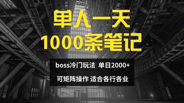 单人一天1000条笔记，日入2000+，BOSS直聘的正确玩法【揭秘】-鬼谷创业网