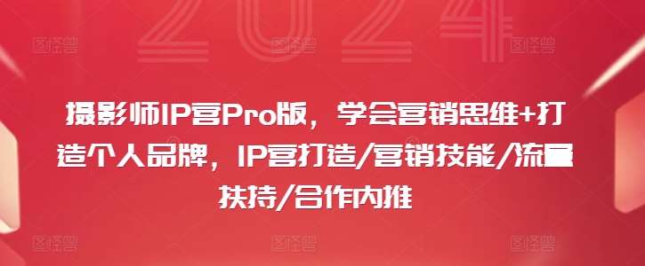 摄影师IP营Pro版，学会营销思维+打造个人品牌，IP营打造/营销技能/流量扶持/合作内推-鬼谷创业网