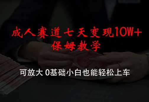 成人赛道七天变现10W+保姆教学，可放大，0基础小白也能轻松上车【揭秘】-鬼谷创业网