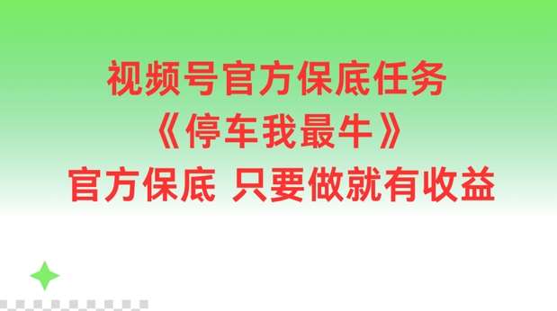 视频号官方保底任务，停车我最牛，官方保底只要做就有收益【揭秘】-鬼谷创业网