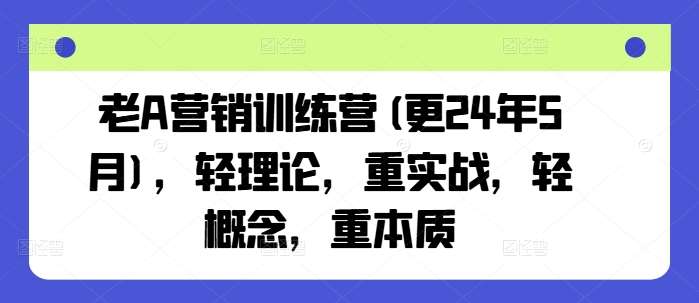 老A营销训练营(更24年7月)，轻理论，重实战，轻概念，重本质-鬼谷创业网