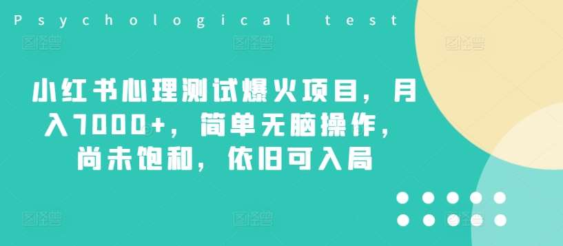 小红书心理测试爆火项目，月入7000+，简单无脑操作，尚未饱和，依旧可入局-鬼谷创业网