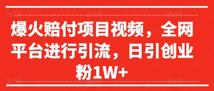 爆火赔付项目视频，全网平台进行引流，日引创业粉1W+【揭秘】-鬼谷创业网