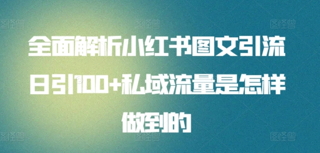 日引流100私域流量小红书图文是怎样做到的全面解析-鬼谷创业网