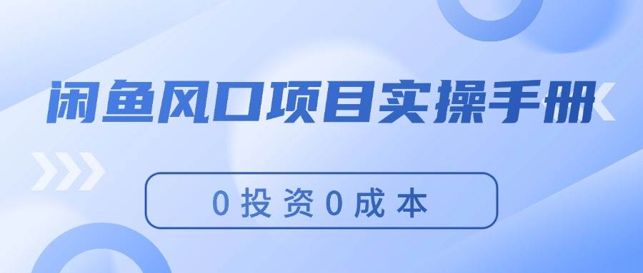 （11923期）闲鱼风口项目实操手册，0投资0成本，让你做到，月入过万，新手可做-鬼谷创业网