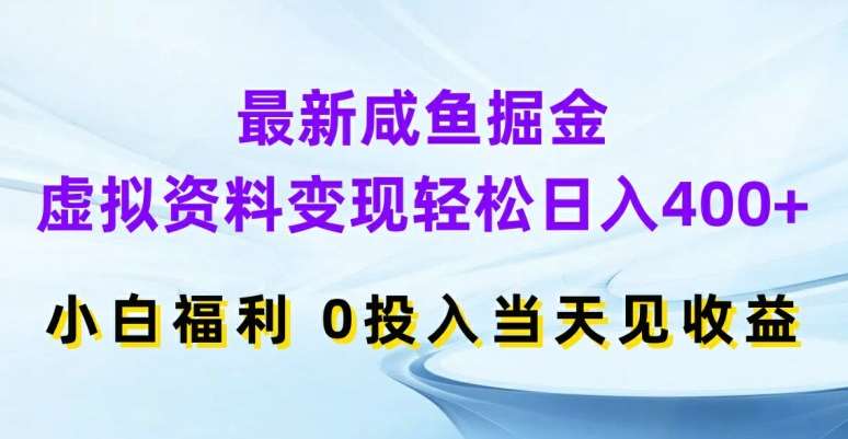 最新咸鱼掘金，虚拟资料变现，轻松日入400+，小白福利，0投入当天见收益【揭秘】-鬼谷创业网