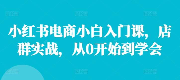 小红书电商小白入门课，店群实战，从0开始到学会-鬼谷创业网