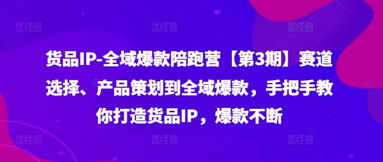 货品IP全域爆款陪跑营【第3期】赛道选择、产品策划到全域爆款，手把手教你打造货品IP，爆款不断-鬼谷创业网