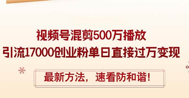 （12391期）精华帖视频号混剪500万播放引流17000创业粉，单日直接过万变现，最新方…-鬼谷创业网