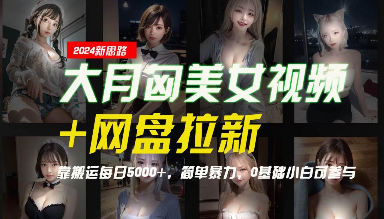 【新思路】大月匈美女视频+网盘拉新，靠搬运每日5000+，简单暴力，0基础小白可参与-鬼谷创业网