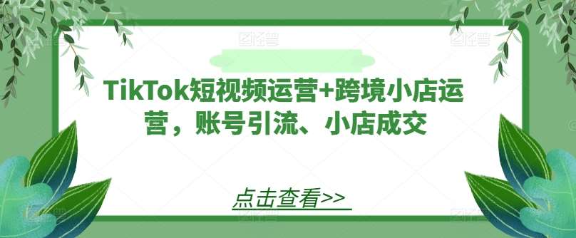 TikTok短视频运营+跨境小店运营，账号引流、小店成交-鬼谷创业网